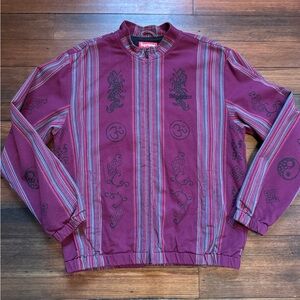 Supreme Woven Maroon Striped Batik Men's Jacket Sz M